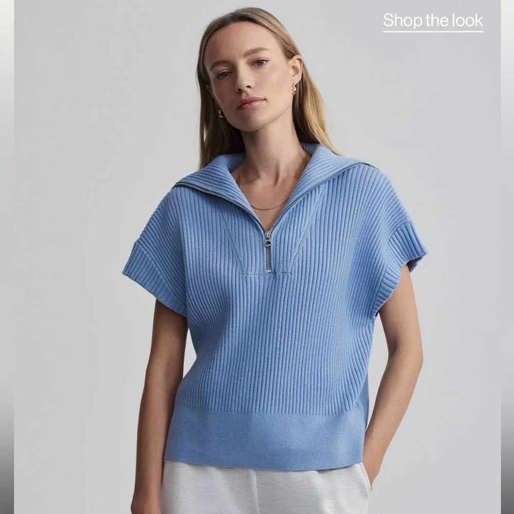 NWT Varley Rory Half zip knit - Ashley Blue -XS - Picture 3 of 11